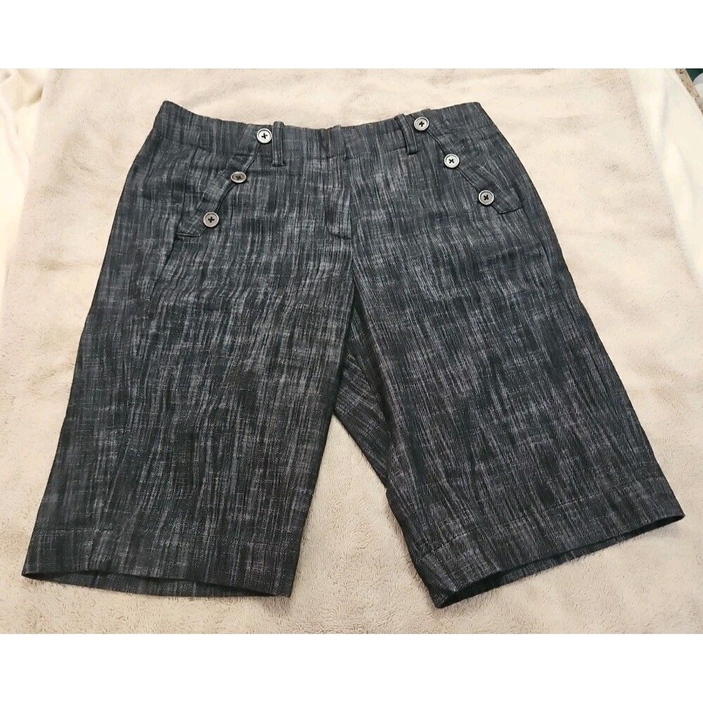 Sandro Bermuda Shorts Womens 8 Dark Gray Button Detail Pockets